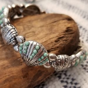 Silver beads SHELL bracelet NWOT DAVINCI